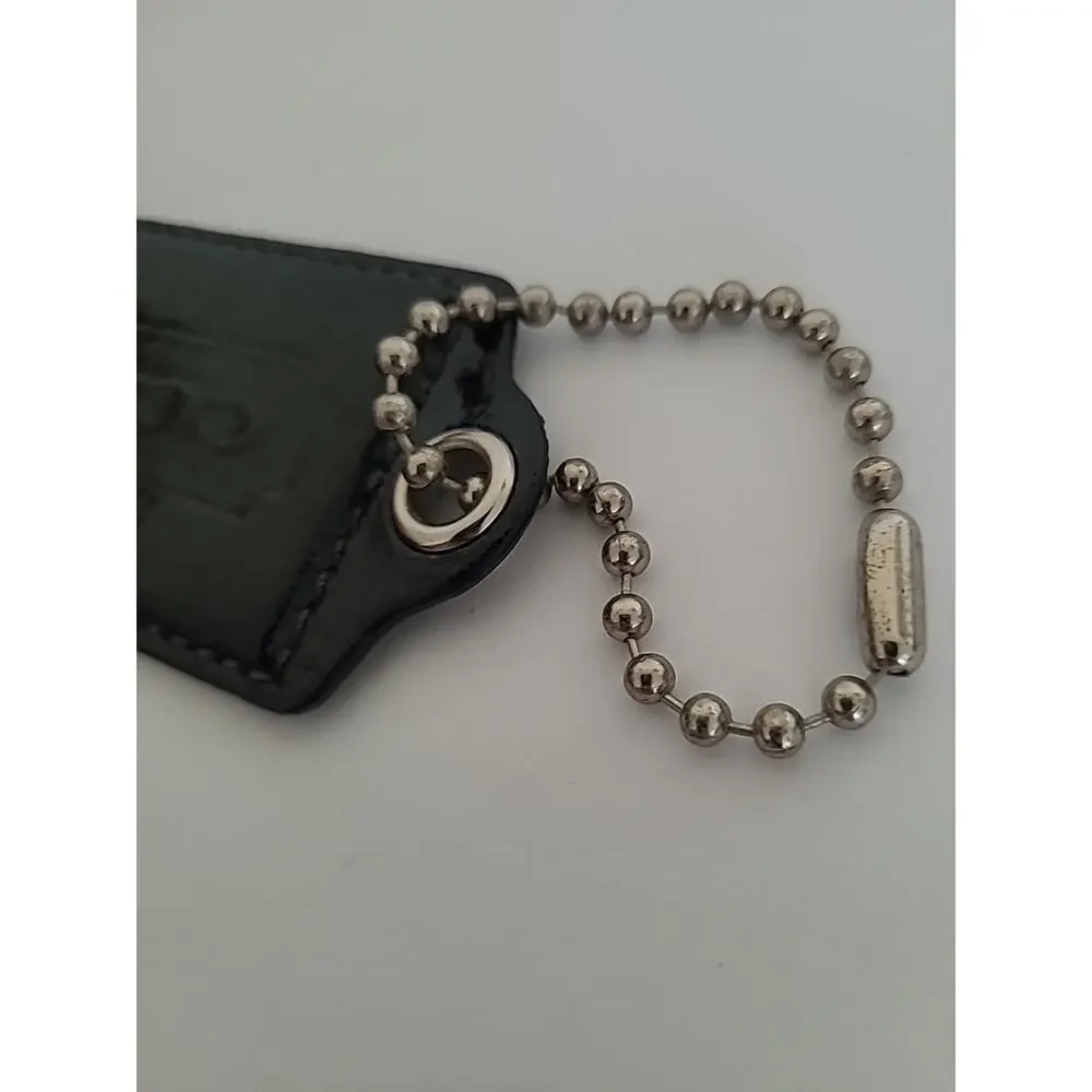 Coach Hang Tag Replacement Black Patent‎ Leather Bag Charm Keychain Large 3